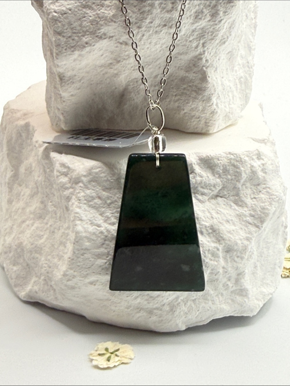 Dark Green Stone Pendant Necklace - Women Jewelry